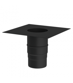 Raccord boisseau poêle avec plaque carrée Ferrolux Noir Ø 130 mm
