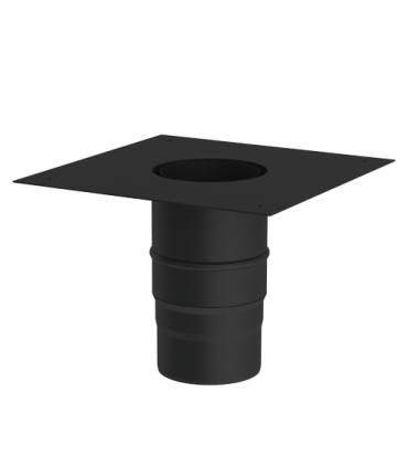 Raccord boisseau poêle avec plaque carrée Ferrolux Noir Ø 150mm